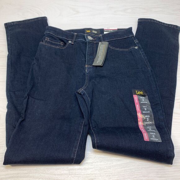 Lee Sculpting Slim Fit Skinny Leg Mid Rise Jeans Women's Size 2 Medium Wash - Picture 1 of 11